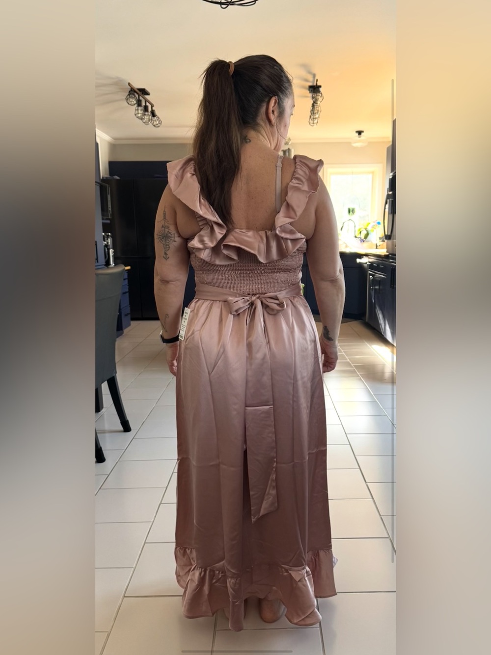 Champagne Ruffle Midi Dress - Picture 4 of 4
